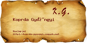 Koprda Gyöngyi névjegykártya